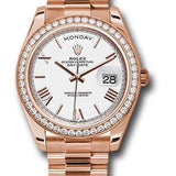 Rolex Everose Gold Day-Date 40 Watch - Everose Gold Bezel - White Bevelled Roman Dial - President Bracelet - 228345RBR wrp