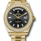 Rolex Yellow Gold Day-Date 40 Watch -  Bezel - Black Baguette Diamond Dial - President Bracelet - 228348RBR bkbdp