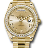 Rolex Yellow Gold Day-Date 40 Watch -  Bezel - Champagne Bevelled Roman Dial - President Bracelet - 228348RBR chrp