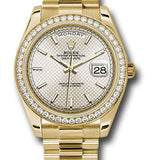 Rolex Yellow Gold Day-Date 40 Watch -  Bezel - Silver Diagonal Motif Index Dial - President Bracelet - 228348RBR sdmip