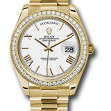 Rolex Yellow Gold Day-Date 40 Watch -  Bezel - White Bevelled Roman Dial - President Bracelet - 228348RBR wrp