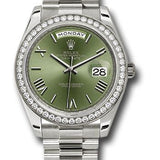 Rolex White Gold Day-Date 40 Watch -  Bezel - Olive Green Bevelled Roman Dial - President Bracelet - 228349RBR ogrp