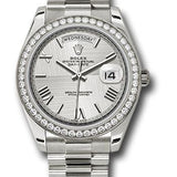 Rolex White Gold Day-Date 40 Watch -  Bezel - Silver Quadrant Motif Bevelled Roman Dial - President Bracelet - 228349RBR sqmrp