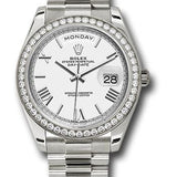 Rolex White Gold Day-Date 40 Watch -  Bezel - White Bevelled Roman Dial - President Bracelet - 228349RBR wrp