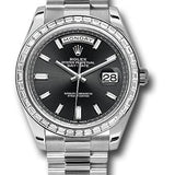 Rolex 950 Platinum Day-Date 40 Watch -  Bezel - Black Baguette Diamond Dial - President Bracelet - 228396TBR bkbdp