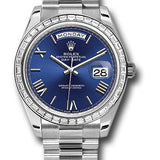 Rolex 950 Platinum Day-Date 40 Watch -  Bezel - Blue Bevelled Roman Dial - President Bracelet - 228396TBR blrp