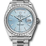 Rolex 950 Platinum Day-Date 40 Watch -  Bezel - Ice Blue Diagonal Motif Index Dial - President Bracelet - 228396TBR ibdmip