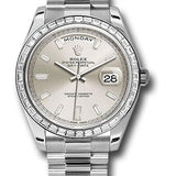 Rolex 950 Platinum Day-Date 40 Watch -  Bezel - Silver Baguette Diamond Dial - President Bracelet - 228396TBR sbdp