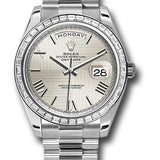 Rolex 950 Platinum Day-Date 40 Watch -  Bezel - Silver Quadrant Motif Bevelled Roman Dial - President Bracelet - 228396TBR sqmrp