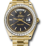 Rolex Yellow Gold Day-Date 40 Watch -  Bezel - Black Diagonal Motif Index Dial - President Bracelet - 228398TBR bkdmip