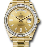 Rolex Yellow Gold Day-Date 40 Watch -  Bezel - Champagne Baguette Diamond Dial - President Bracelet - 228398TBR chbdp