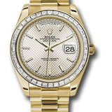 Rolex Yellow Gold Day-Date 40 Watch -  Bezel - Silver Diagonal Motif Index Dial - President Bracelet - 228398TBR sdmip