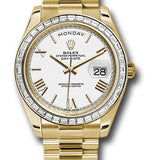 Rolex Yellow Gold Day-Date 40 Watch -  Bezel - White Bevelled Roman Dial - President Bracelet - 228398TBR wrp