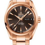 Omega Seamaster Aqua Terra Co-Axial Annual Calendar Watch - 38.5 mm Red Gold Case - Teak-Sun Brushed Grey Dial - 231.50.39.22.06.001