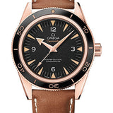 Omega Seamaster 300 Omega Master Co-Axial Watch - 41 mm Sedna Gold Case - Ceramic Bezel - Black Dial - Brown Leather Strap - 233.62.41.21.01.002