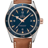 Omega Seamaster 300 Omega Master Co-Axial Watch - 41 mm Titanium Case - Sedna Gold Bezel - Blue Dial - Brown Leather Strap - 233.62.41.21.03.001