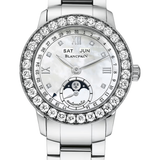 Blancpain Ladybird Quantieme Complet Mother of Pearl White Gold Diamond Ladies Watch - 2360 1991A 75A