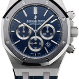 Audemars Piguet Royal Oak 41mm Leo Messi Chronograph Platinum Tantalum Bezel Blue Index Dial Alligator Leather Strap - 26325PL.OO.D310CR.01