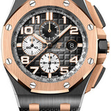 Audemars Piguet Royal Oak Offshore Selfwinding Chronograph Watch - 44mm Ceramic Pink Gold Case - Smoked Grey Dial - Grey Rubber Strap - 26405NR.OO.A002CA.01