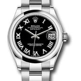 Rolex Steel and White Gold Datejust 31 Watch - Domed Bezel - Black Roman Dial - Oyster Bracelet - 2020 Release - 278240 bkro