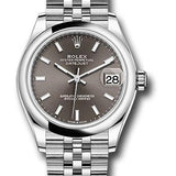 Rolex Steel and White Gold Datejust 31 Watch - Domed Bezel - Dark Grey Index Dial - Jubilee Bracelet - 2020 Release - 278240 dkgij