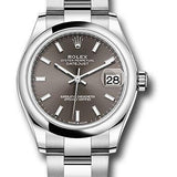 Rolex Steel and White Gold Datejust 31 Watch - Domed Bezel - Dark Grey Index Dial - Oyster Bracelet - 2020 Release - 278240 dkgio