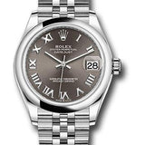 Rolex Steel and White Gold Datejust 31 Watch - Domed Bezel - Dark Grey Roman Dial - Jubilee Bracelet - 2020 Release - 278240 dkgrj