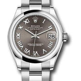 Rolex Steel and White Gold Datejust 31 Watch - Domed Bezel - Dark Grey Roman Dial - Oyster Bracelet - 2020 Release - 278240 dkgro