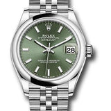 Rolex Steel and White Gold Datejust 31 Watch - Domed Bezel - Mint Green Index Dial - Jubilee Bracelet - 2020 Release - 278240 mgij