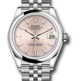 Rolex Steel and White Gold Datejust 31 Watch - Domed Bezel - Pink Index Dial - Jubilee Bracelet - 2020 Release - 278240 pij