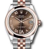 Rolex Steel and Everose Gold Datejust 31 Watch - Domed Bezel - Dark Rhodium Diamond Roman VI Dial - Jubilee Bracelet - 278241 chodr6j