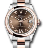 Rolex Steel and Everose Gold Datejust 31 Watch - Domed Bezel - Dark Rhodium Diamond Roman VI Dial - Oyster Bracelet - 278241 chodr6o