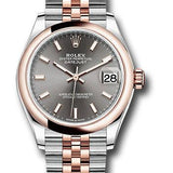 Rolex Steel and Everose Gold Datejust 31 Watch - Domed Bezel - Dark Rhodium Index Dial - Jubilee Bracelet - 278241 dkrhij