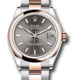 Rolex Steel and Everose Gold Datejust 31 Watch - Domed Bezel - Dark Rhodium Index Dial - Oyster Bracelet - 278241 dkrhio