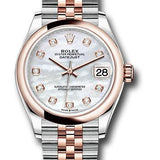 Rolex Steel and Everose Gold Datejust 31 Watch - Domed Bezel - Silver Diamond Dial - Jubilee Bracelet - 278241 mdj