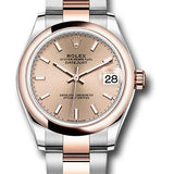 Rolex Steel and Everose Gold Datejust 31 Watch - Domed Bezel - Rose Roman Dial - Oyster Bracelet - 278241 roio