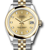 Rolex Steel and Yellow Gold Datejust 31 Watch - Domed Bezel - Champagne Diamond Dial - Jubilee Bracelet - 278243 chdj