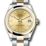 Rolex Steel and Yellow Gold Datejust 31 Watch - Domed Bezel - Champagne Index Dial - Oyster Bracelet - 278243 chio