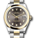 Rolex Steel and Yellow Gold Datejust 31 Watch - Domed Bezel - Dark Grey Diamond Dial - Oyster Bracelet - 278243 dkgdo