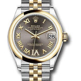 Rolex Steel and Yellow Gold Datejust 31 Watch - Domed Bezel - Dark Grey Diamond Roman Six Dial - Jubilee Bracelet - 278243 dkgdr6j