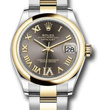 Rolex Steel and Yellow Gold Datejust 31 Watch - Domed Bezel - Dark Grey Diamond Roman Six Dial - Oyster Bracelet - 278243 dkgdr6o