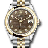 Rolex Steel and Yellow Gold Datejust 31 Watch - Domed Bezel - Dark Mother-of-Pearl Diamond Dial - Jubilee Bracelet - 278243 dkmdj