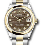 Rolex Steel and Yellow Gold Datejust 31 Watch - Domed Bezel - Dark Mother-of-Pearl Diamond Dial - Oyster Bracelet - 278243 dkmdo