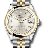 Rolex Steel and Yellow Gold Datejust 31 Watch - Domed Bezel - Silver Diamond Dial - Jubilee Bracelet - 278243 sdj