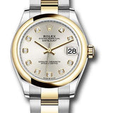 Rolex Steel and Yellow Gold Datejust 31 Watch - Domed Bezel - Silver Diamond Dial - Oyster Bracelet - 278243 sdo