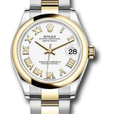 Rolex Steel and Yellow Gold Datejust 31 Watch - Domed Bezel - White Roman Dial - Oyster Bracelet - 278243 wro