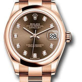 Rolex Everose Gold Datejust 31 Watch - Domed Bezel - Chocolate Diamond Dial - Oyster Bracelet - 278245 chodo