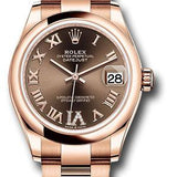 Rolex Everose Gold Datejust 31 Watch - Domed Bezel - Chocolate Diamond Six Dial - Oyster Bracelet - 278245 chodr6o