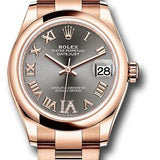 Rolex Everose Gold Datejust 31 Watch - Domed Bezel - Rhodium Diamond Six Dial - Oyster Bracelet - 278245 dkrhdr6o