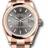 Rolex Everose Gold Datejust 31 Watch - Domed Bezel - Rhodium Index Dial - Oyster Bracelet - 278245 dkrhio